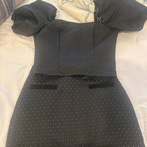 Copper Key Black Mini Dress with Puff Sleeves